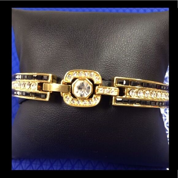 Camrose & Kross Jacqueline Kennedy JBK Signed Gold-tone & Crystal Bracelet - Picture 4 of 4